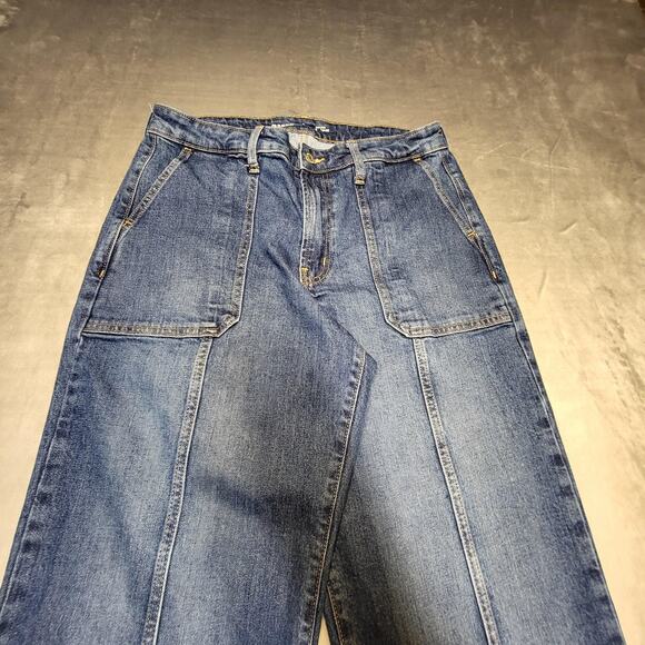 Old Navy Jeans Womens 12 Blue High-Rise Loose Utility Carpenter Straight Denim - Picture 2 of 10